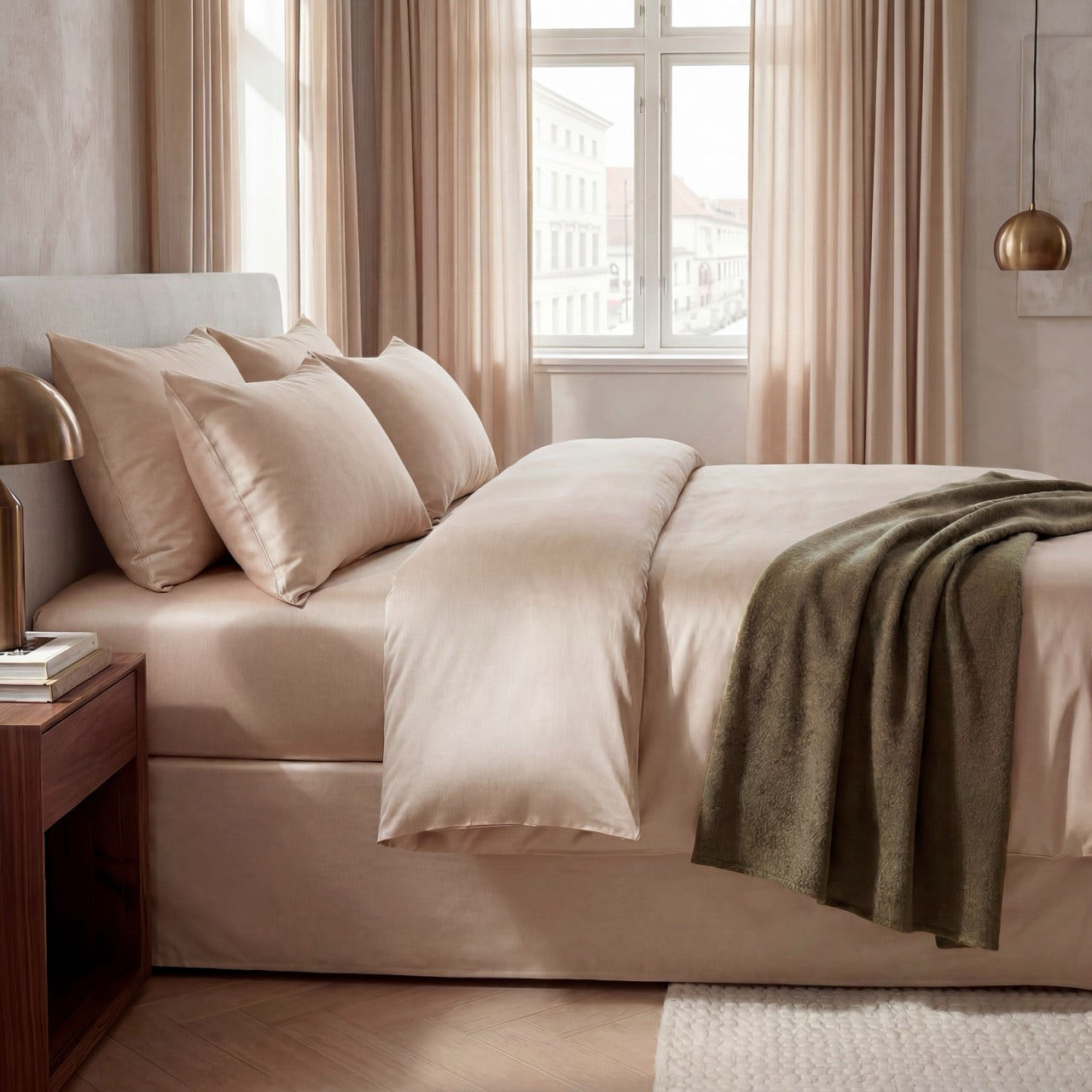 Beige Bambus Sengesett