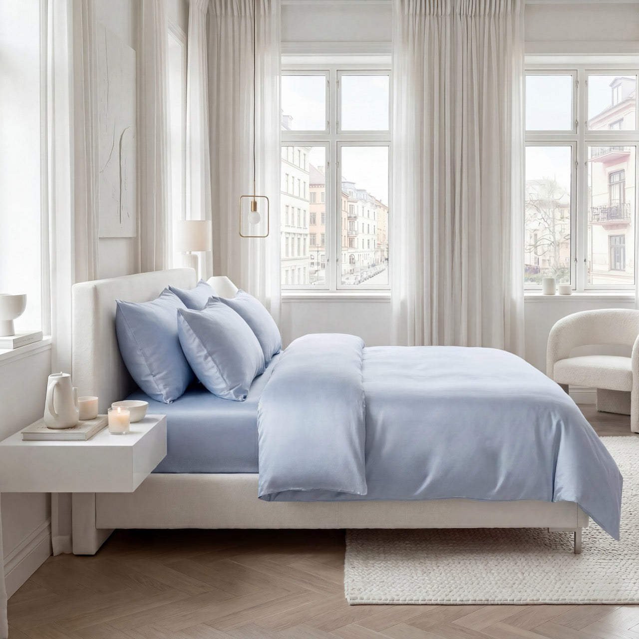 Himmelblått Bambus Sengesett