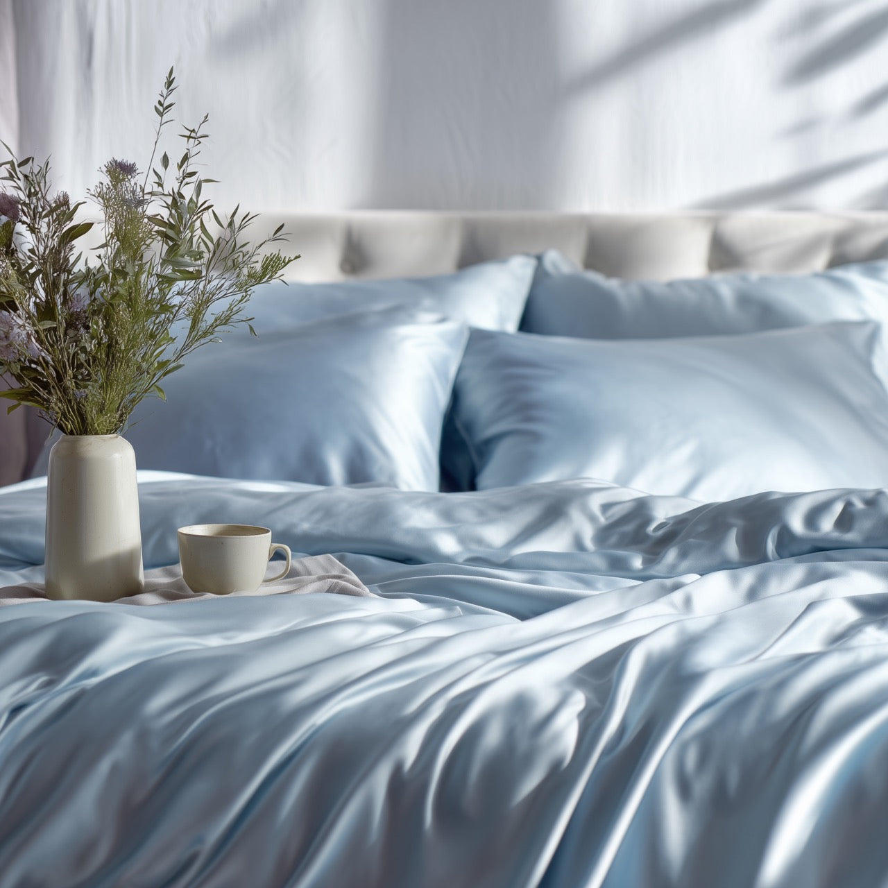 Himmelblått Bambus Sengesett