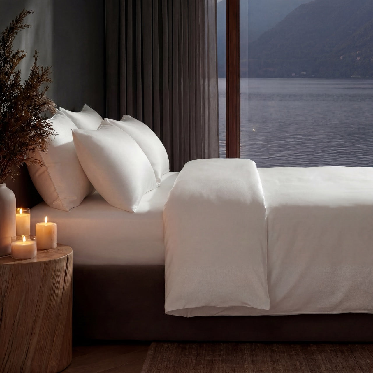 Hvitt Bambus Sengesett