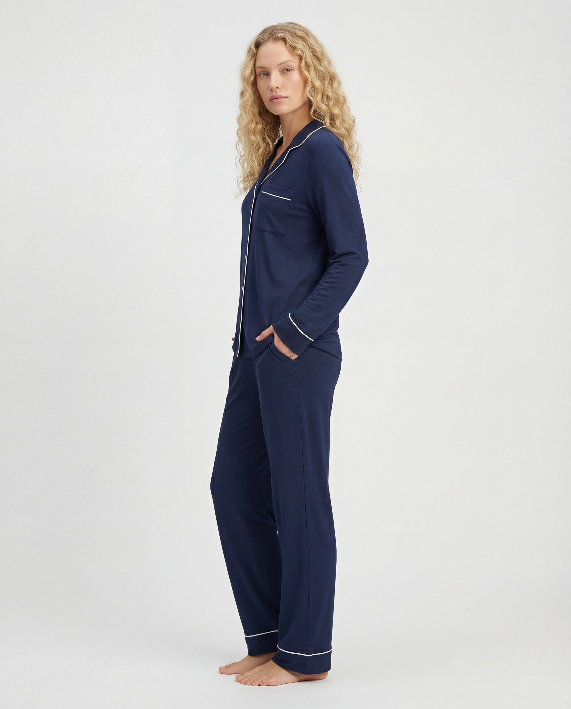 Marineblå Bambus Pysjamas