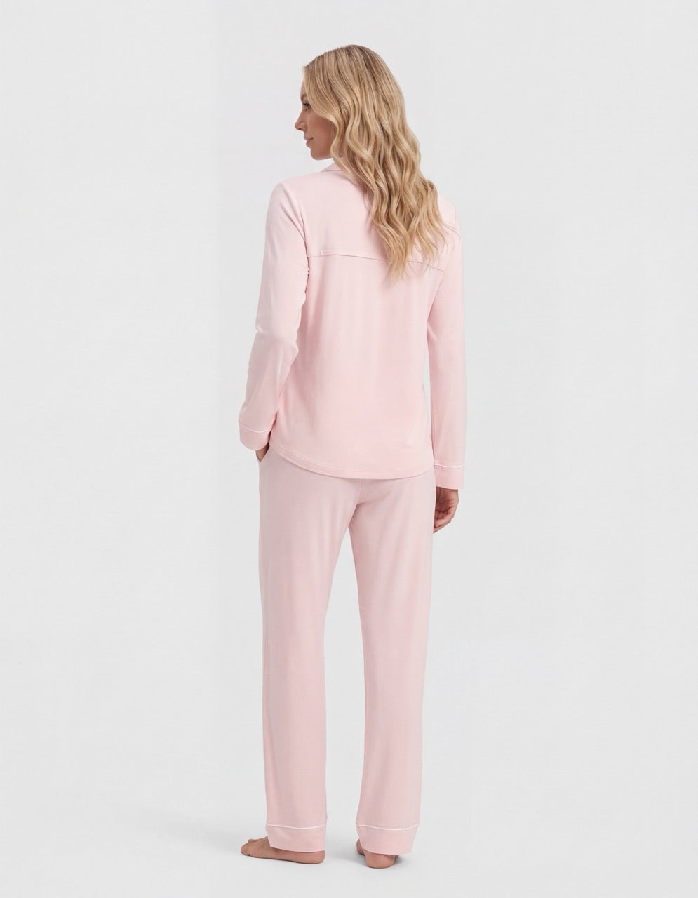 Rosa Lang Bambus Pysjamas