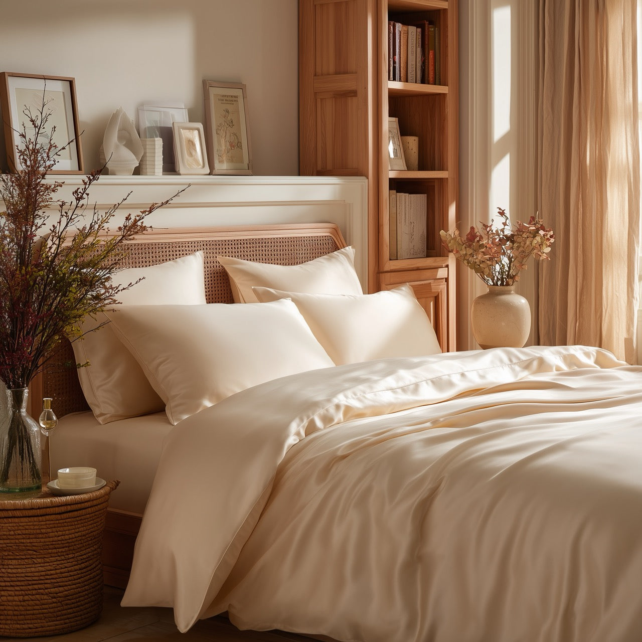 Beige Bambus Sengesett